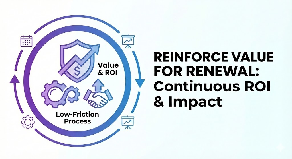 Circular diagram showing the continuous ROI and impact cycle for low-friction association renewals.